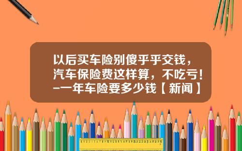 以后买车险别傻乎乎交钱，汽车保险费这样算，不吃亏！-一年车险要多少钱【新闻】.