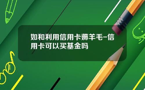 如和利用信用卡薅羊毛-信用卡可以买基金吗