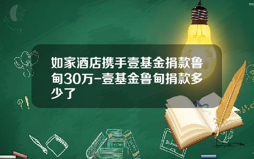 如家酒店携手壹基金捐款鲁甸30万-壹基金鲁甸捐款多少了