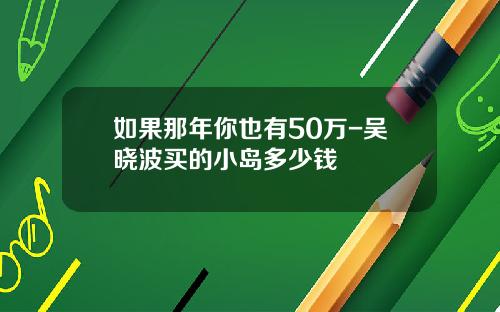 如果那年你也有50万-吴晓波买的小岛多少钱