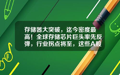 存储器大突破，迄今密度最高！全球存储芯片巨头率先反弹，行业拐点将至，这些A股公司被两路资金盯上-最大的股票资讯平台