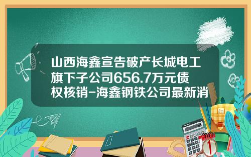 山西海鑫宣告破产长城电工旗下子公司656.7万元债权核销-海鑫钢铁公司最新消息