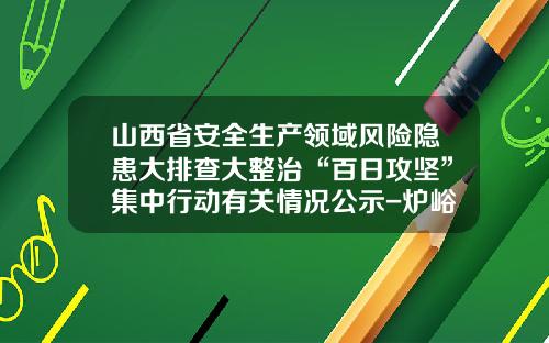 山西省安全生产领域风险隐患大排查大整治“百日攻坚”集中行动有关情况公示-炉峪口多经公司