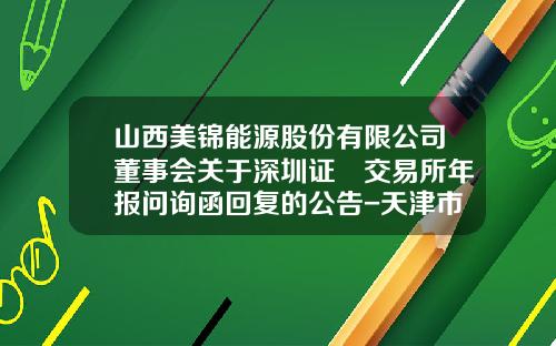 山西美锦能源股份有限公司董事会关于深圳证劵交易所年报问询函回复的公告-天津市佳泰投资担保公司
