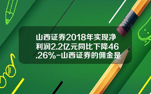 山西证券2018年实现净利润2.2亿元同比下降46.26%-山西证券的佣金是多少