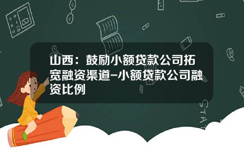 山西：鼓励小额贷款公司拓宽融资渠道-小额贷款公司融资比例
