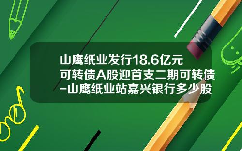 山鹰纸业发行18.6亿元可转债A股迎首支二期可转债-山鹰纸业站嘉兴银行多少股份