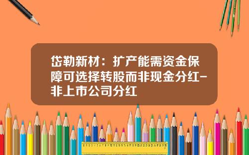 岱勒新材：扩产能需资金保障可选择转股而非现金分红-非上市公司分红