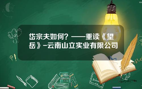 岱宗夫如何？——重读《望岳》-云南山立实业有限公司