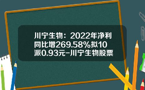 川宁生物：2022年净利同比增269.58%拟10派0.93元-川宁生物股票资讯网