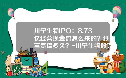 川宁生物IPO：8.73亿经营现金流怎么来的？纸面富贵撑多久？-川宁生物股票资讯