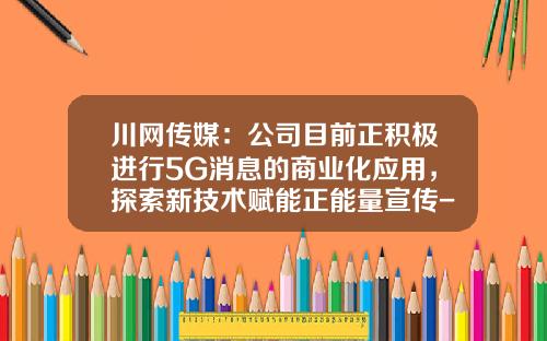 川网传媒：公司目前正积极进行5G消息的商业化应用，探索新技术赋能正能量宣传-巨潮资讯网众应互联股票