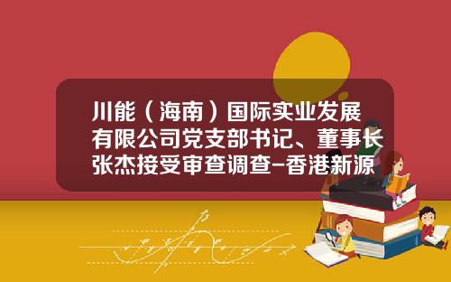 川能（海南）国际实业发展有限公司党支部书记、董事长张杰接受审查调查-香港新源控股有限公司