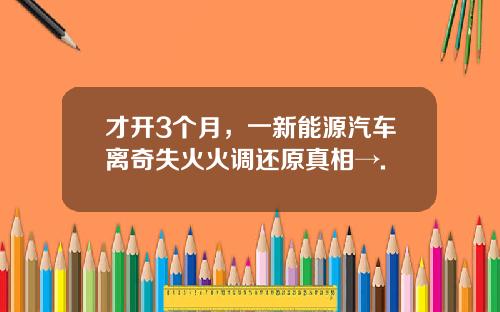 才开3个月，一新能源汽车离奇失火火调还原真相→.