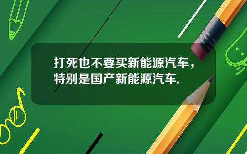 打死也不要买新能源汽车，特别是国产新能源汽车.