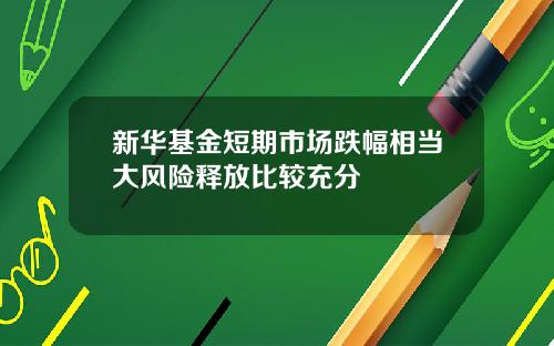 新华基金短期市场跌幅相当大风险释放比较充分