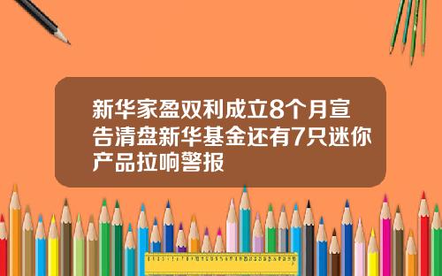 新华家盈双利成立8个月宣告清盘新华基金还有7只迷你产品拉响警报