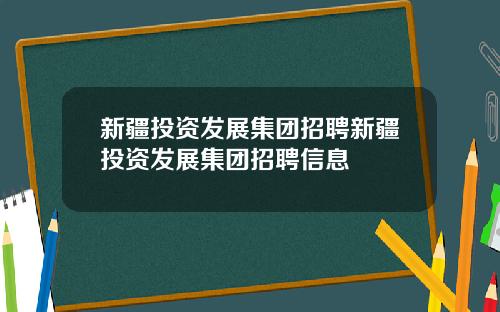 新疆投资发展集团招聘新疆投资发展集团招聘信息