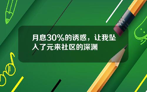 月息30%的诱惑，让我坠入了元来社区的深渊