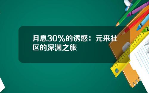 月息30%的诱惑:元来社区的深渊之旅