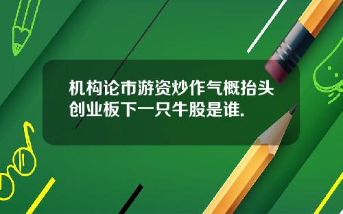 机构论市游资炒作气概抬头创业板下一只牛股是谁.