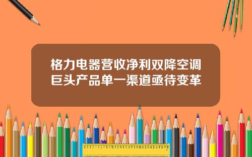 格力电器营收净利双降空调巨头产品单一渠道亟待变革