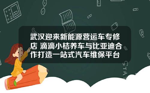 武汉迎来新能源营运车专修店 滴滴小桔养车与比亚迪合作打造一站式汽车维保平台