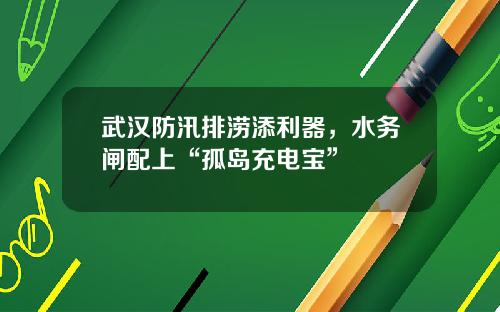 武汉防汛排涝添利器，水务闸配上“孤岛充电宝”