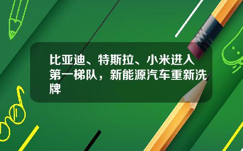 比亚迪、特斯拉、小米进入第一梯队，新能源汽车重新洗牌