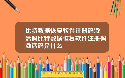 比特数据恢复软件注册码激活码比特数据恢复软件注册码激活码是什么