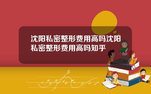沈阳私密整形费用高吗沈阳私密整形费用高吗知乎