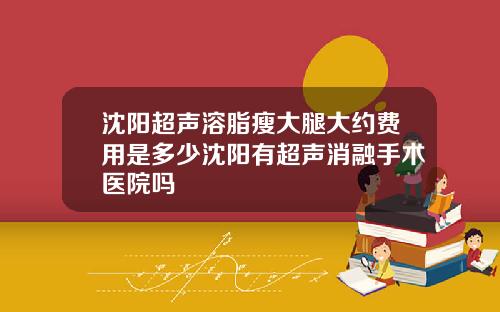 沈阳超声溶脂瘦大腿大约费用是多少沈阳有超声消融手术医院吗