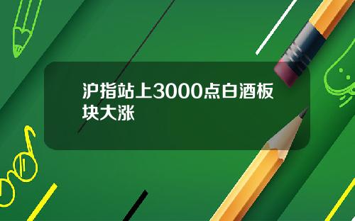 沪指站上3000点白酒板块大涨