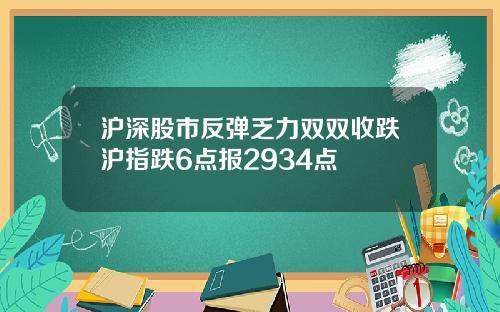 沪深股市反弹乏力双双收跌沪指跌6点报2934点