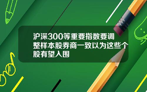 沪深300等重要指数要调整样本股券商一致以为这些个股有望入围