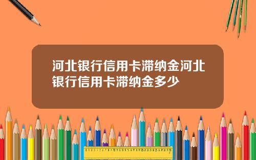 河北银行信用卡滞纳金河北银行信用卡滞纳金多少