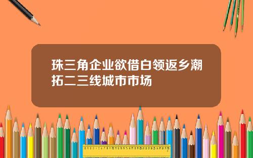 珠三角企业欲借白领返乡潮拓二三线城市市场
