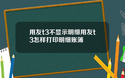 用友t3不显示明细用友t3怎样打印明细账簿
