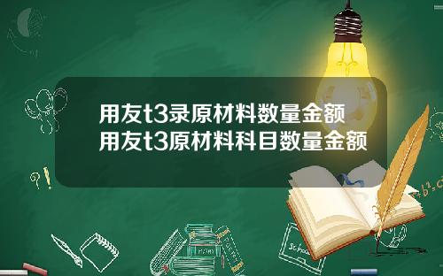 用友t3录原材料数量金额用友t3原材料科目数量金额