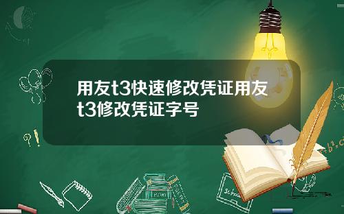用友t3快速修改凭证用友t3修改凭证字号