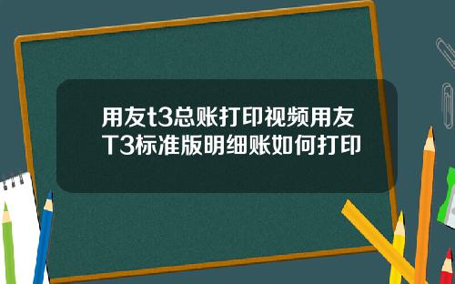 用友t3总账打印视频用友T3标准版明细账如何打印