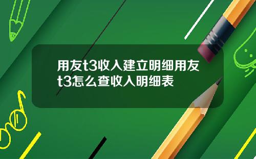 用友t3收入建立明细用友t3怎么查收入明细表