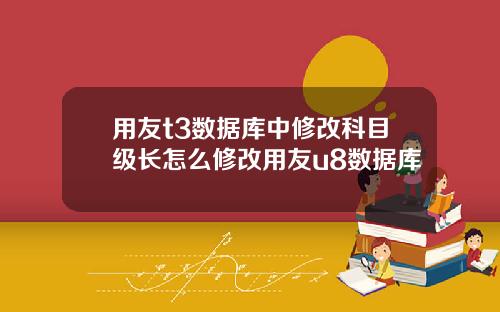 用友t3数据库中修改科目级长怎么修改用友u8数据库