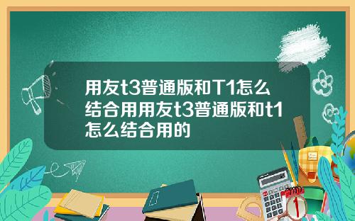 用友t3普通版和T1怎么结合用用友t3普通版和t1怎么结合用的