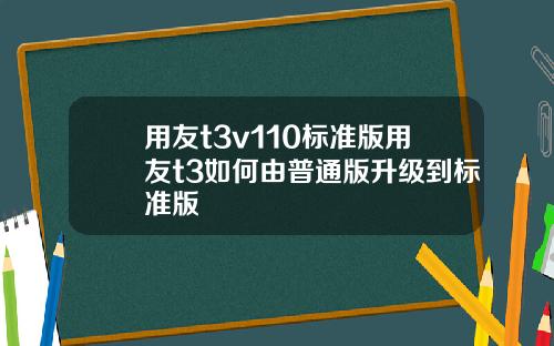 用友t3v110标准版用友t3如何由普通版升级到标准版