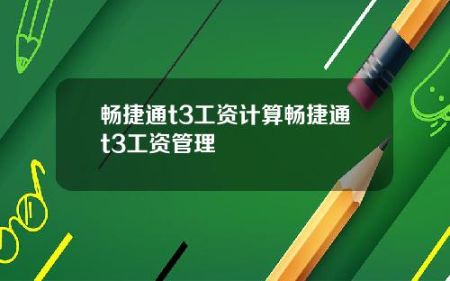 畅捷通t3工资计算畅捷通t3工资管理