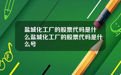 盐城化工厂的股票代码是什么盐城化工厂的股票代码是什么号