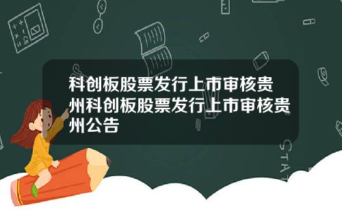 科创板股票发行上市审核贵州科创板股票发行上市审核贵州公告