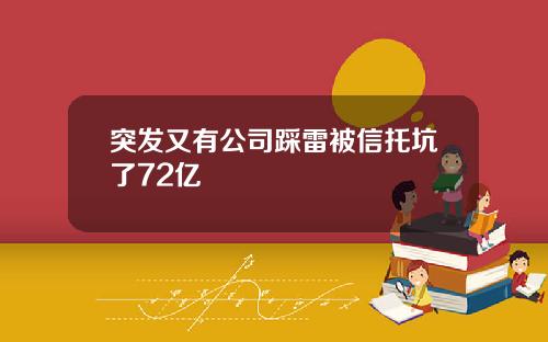 突发又有公司踩雷被信托坑了72亿