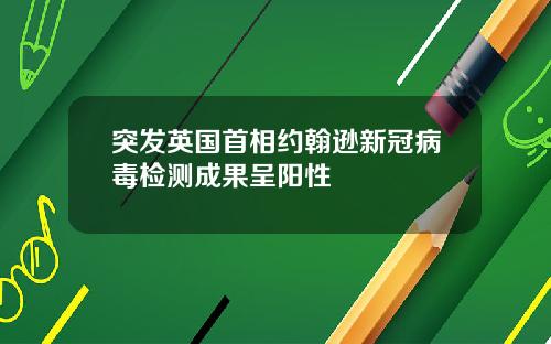 突发英国首相约翰逊新冠病毒检测成果呈阳性